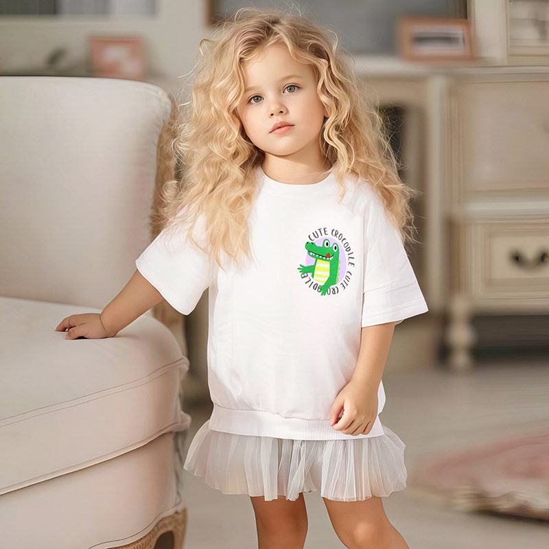 New Girls' Summer Hoodie Dress from Factory, Cartoon Dress Wholesale