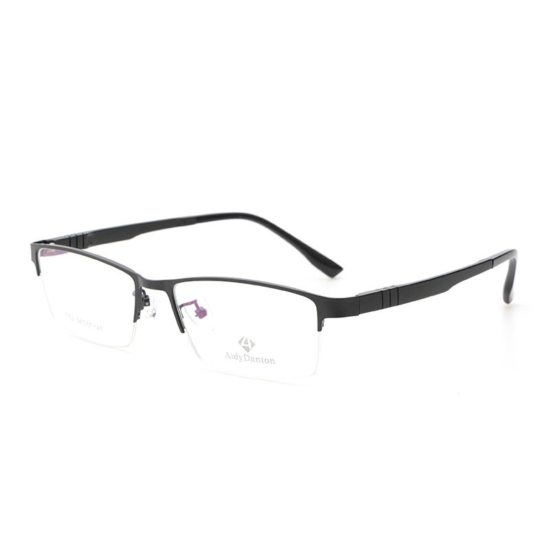 New Style Face-free Metal Glasses Frame Danyang Business Men's Steel Plate Myopia Frame Super Elastic Plastic Steel Leg 7752