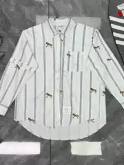 【Factory Store】High-Quality Women's New Fashion Loose-Fitting Long-Sleeve Shirt with All-Over Pony Embroidery in College Style