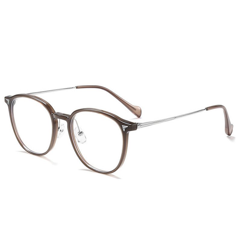 Cold tea color glasses frame women's anti-blue light glasses can be equipped with myopia Korean slim pure titanium glasses frame wholesale 00502