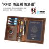 Fashion Crazy Horse Leather Neutral Passport Bag Retro Casual Airtag Passport Holder Business Travel Anti-Theft Id Card Bag