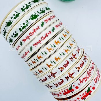 1.5cm cross-border hot Christmas ribbon Christmas holiday decorative ribbon factory direct ribbon in stock supply