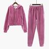 Zippered Velvet Hooded Sweatshirt Jacket Suit Autumn and Winter Slimming Look Fleece-Lined Thickeneded Sports and Leisure Two-Piece Set