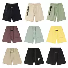 Fog Essentials High Street Loose Velvet Letter Silicone Print Drawstring Casual Shorts Unisex Trendy