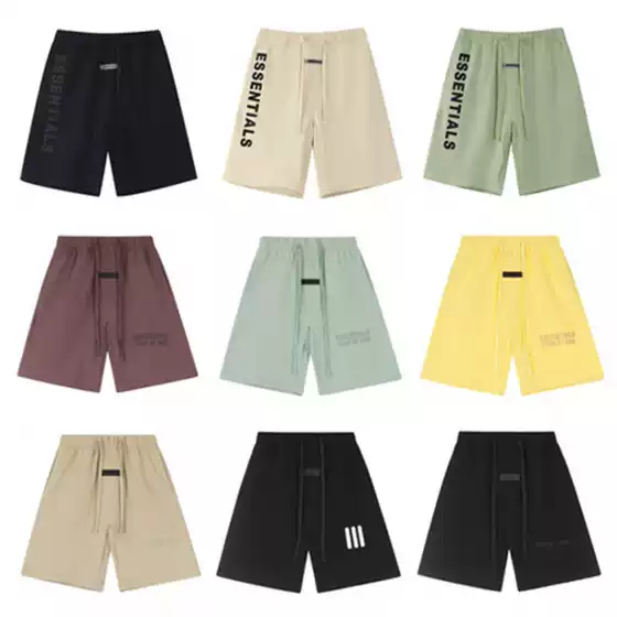 Fog Essentials High Street Loose Velvet Letter Silicone Print Drawstring Casual Shorts Unisex Trendy