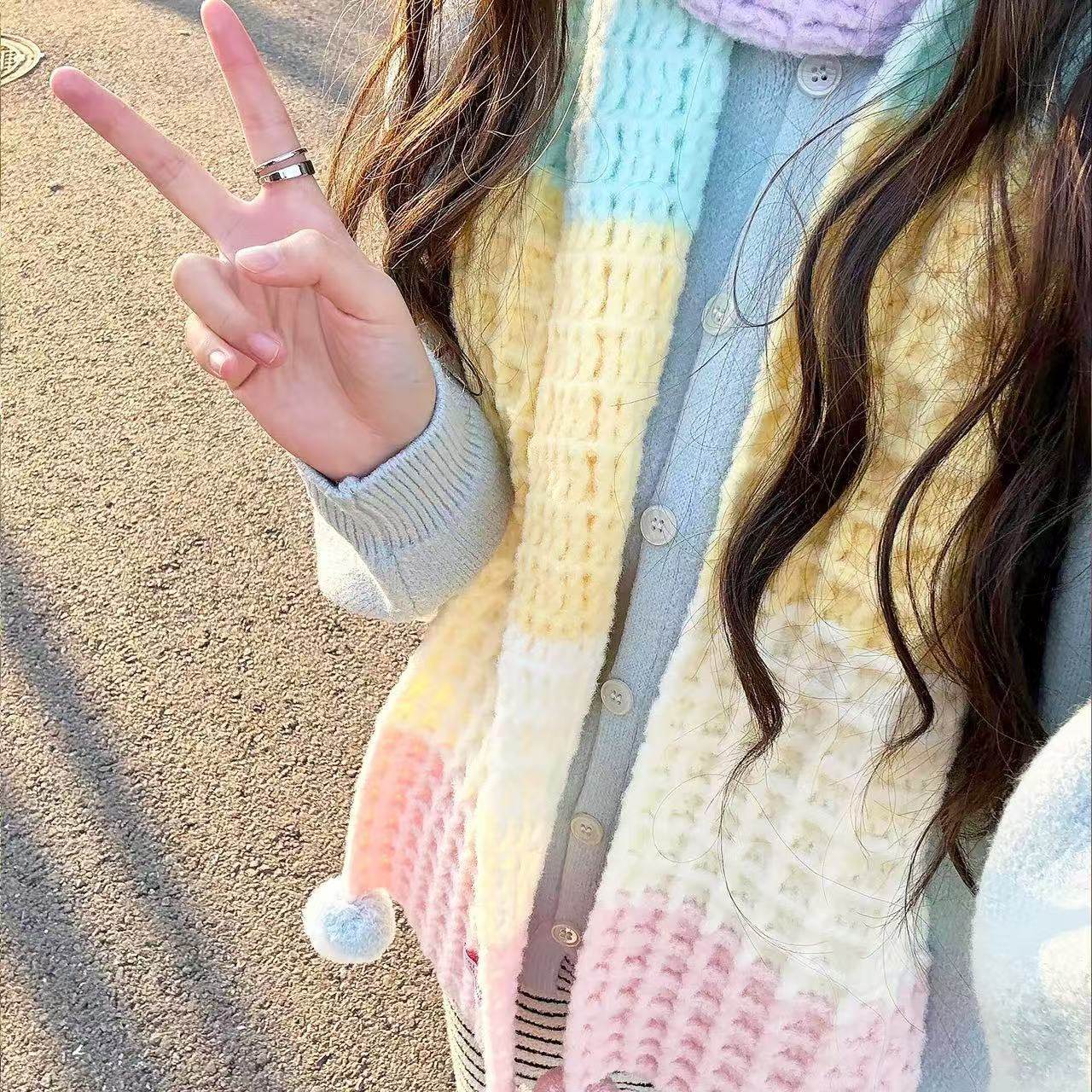 Waffle Scarf Wool Handmade DIY Material Package Knitting Gift for Boyfriend and Girlfriend Warm Neck Scarf Soft and Comfortable Winter