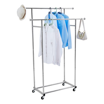 Factory Direct Supply for Cross-Border E-Commerce Specializes in Producing Stainless Steel Coat Racks with Wheels, Mobile Telescopic Lifting Clothes Drying Racks