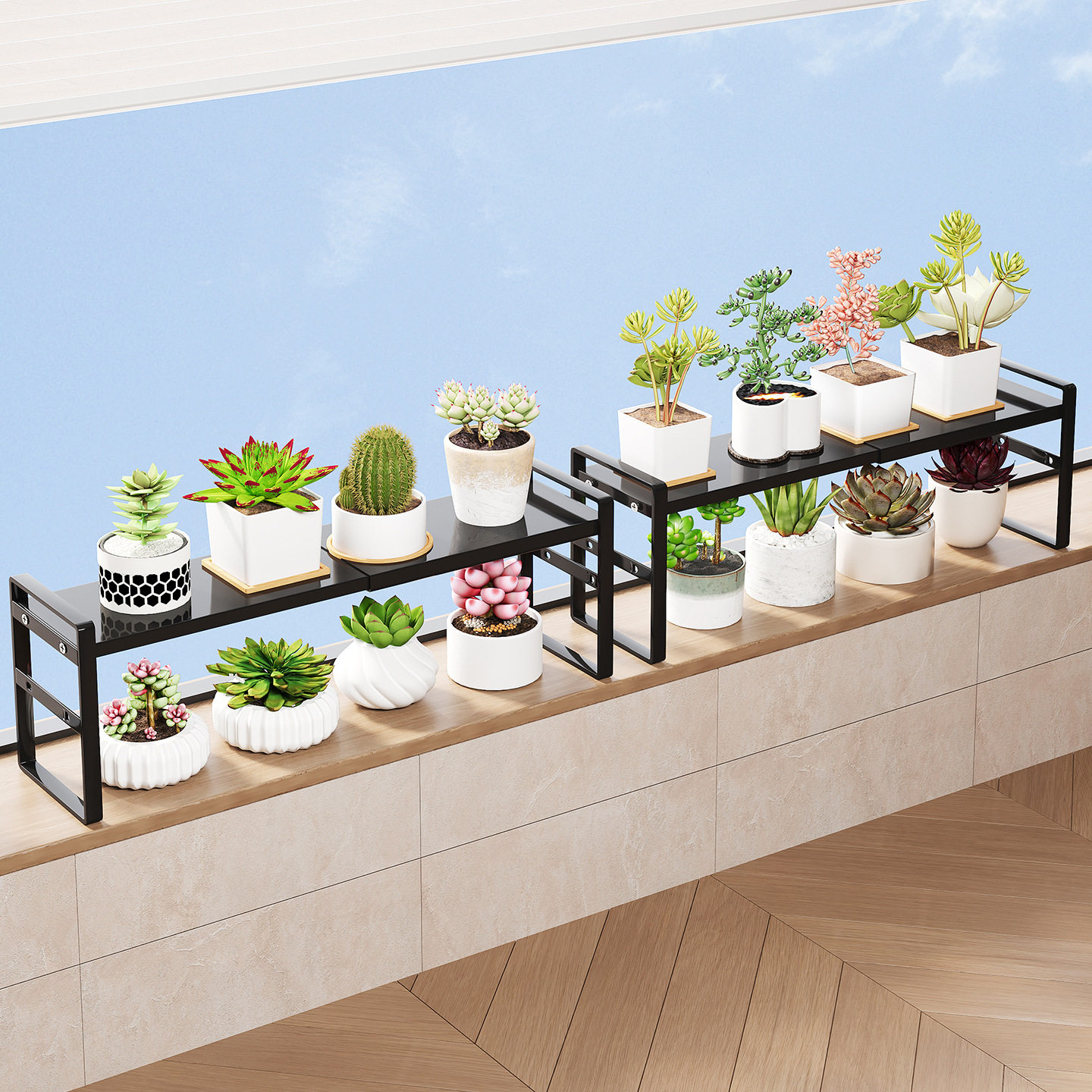 Narrow Gap Shelf for Kitchen Windowsill, Layered Storage Rack, Desktop Partition, Ultra-Thin Flower Stand, Small Shelf by the Window