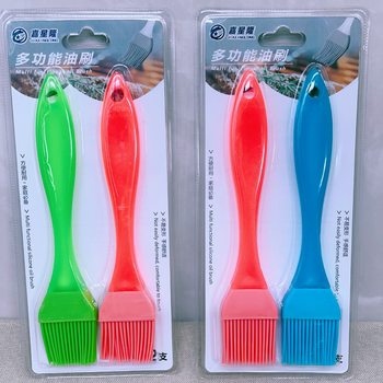 [Suction card two silicone brush] oil brush food grade grill plastic handle household oil high temperature brush batch
