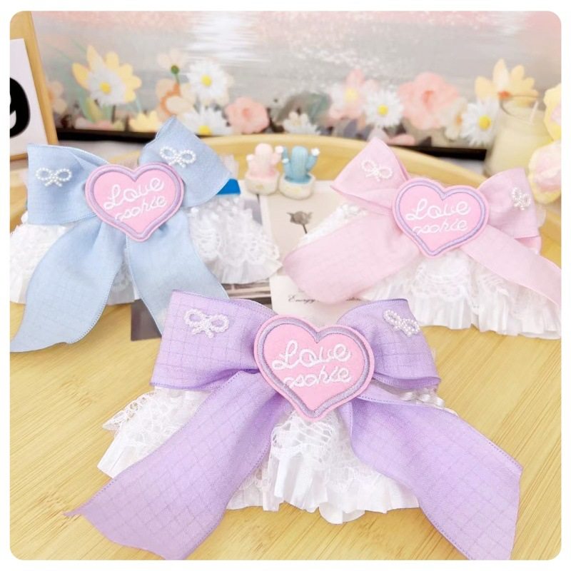 2025 Cross-Border Pet Cream Style Bow Love Collar Cat Lace Neck Collar Dog Collar Wholesale