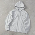 Zippered, grey with red trim