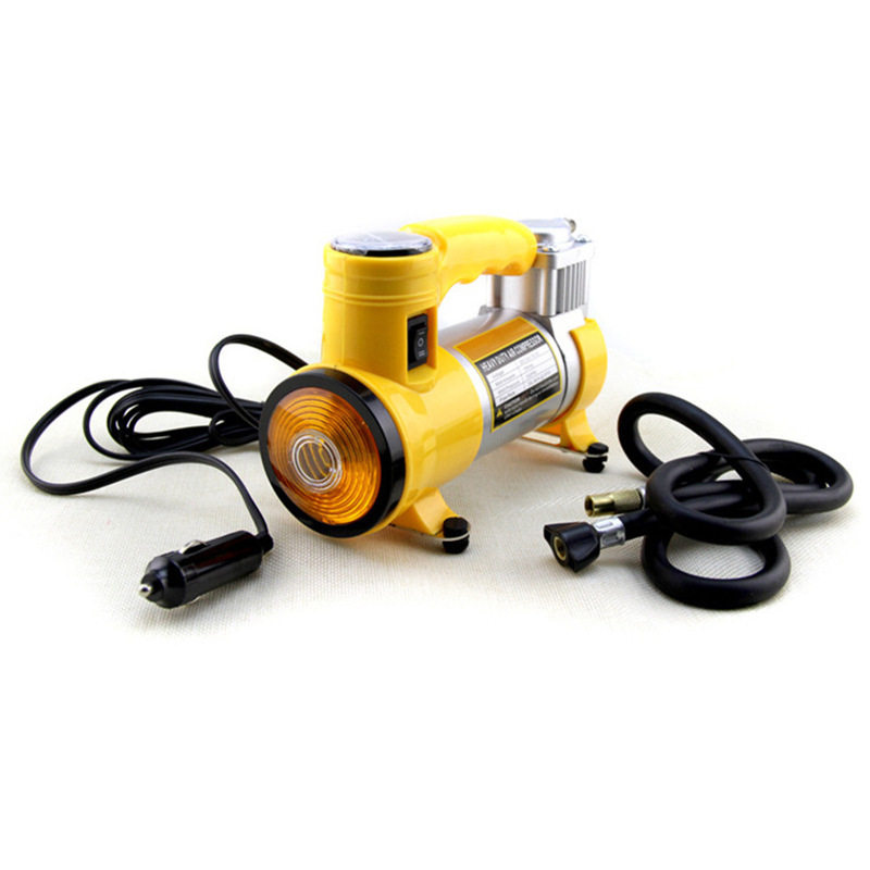 Car Metal Single-Cylinder Air Pump Electric Tire High-Power Vehicle-Mounted Air Pump with Light Portable 12V