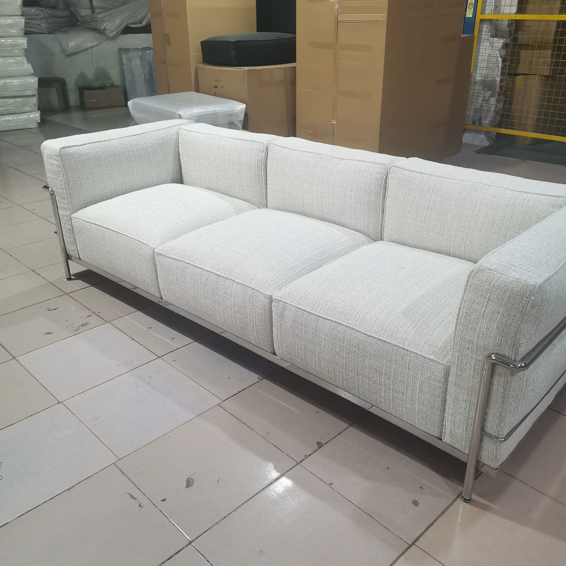 定制1 1复刻包豪斯真皮lc3Sofa沙发不锈钢复古风客厅书房单人沙发