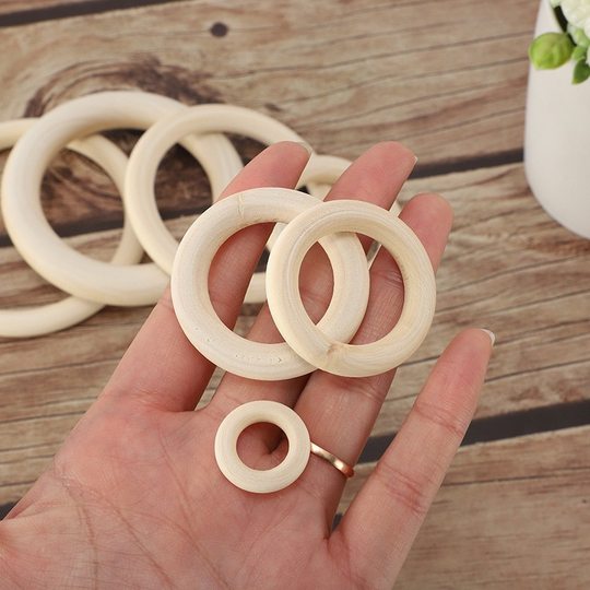 Wholesale in stock multi-size log color wood ring quality handicraft first diy jewelry accessories curtain molars