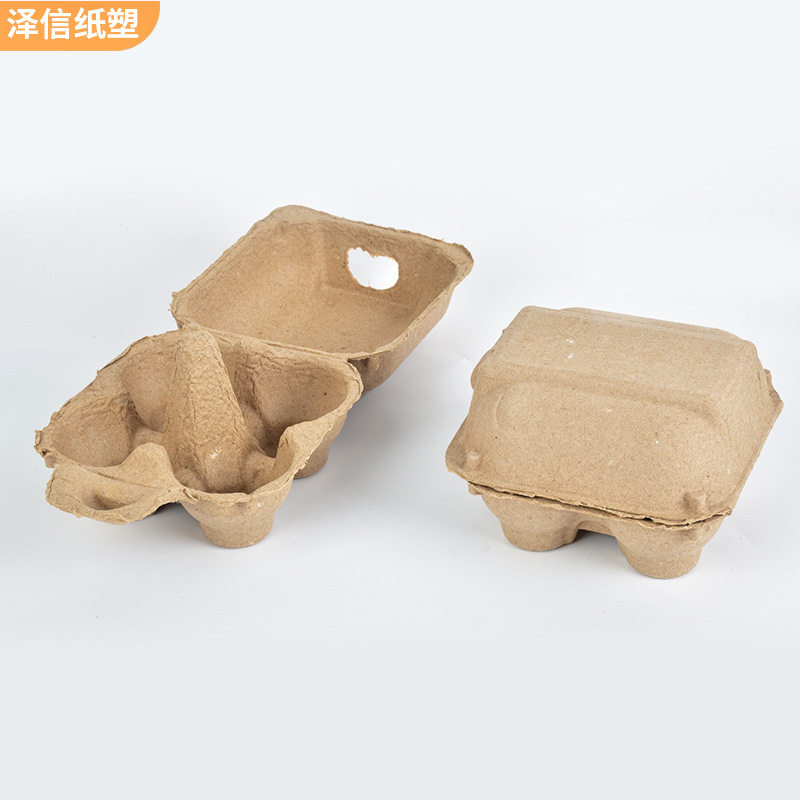 4 Pieces of Pulp Egg Trays, Disposable Egg Trays for Supermarket Sales of Eggs and Duck Eggs, Pulp Molded Packaging Boxes with Lids