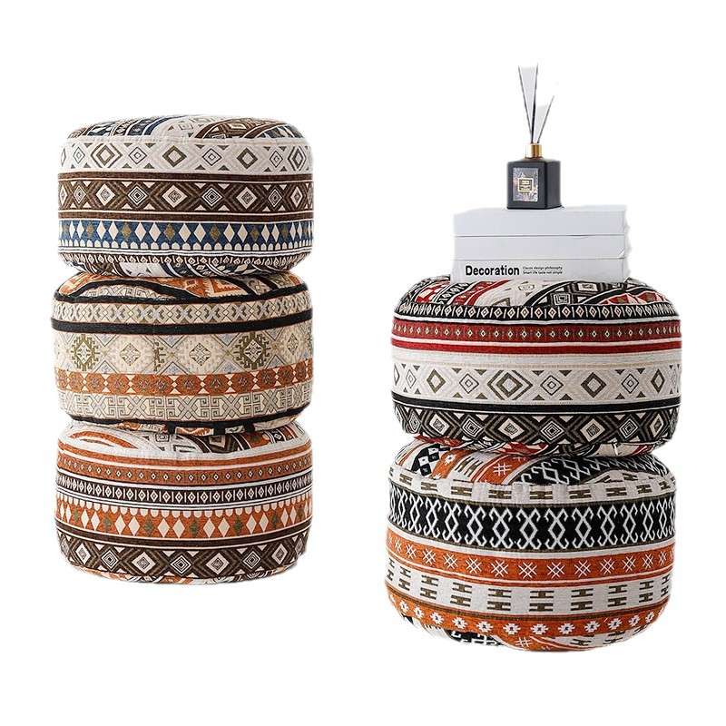 Bohemian Style Lazy Floor Cushion, Ethnic Jacquard Fabric Floor Cushion, Round Floor Cushion for Home Use