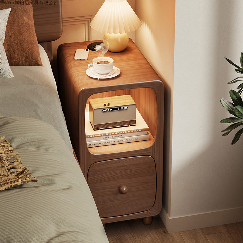 Solid Wood Ultra-Narrow Bedside Table Mini Small Gap Bedroom Home Bedside Cabinet 30cm Modern Simple Storage Cabinet
