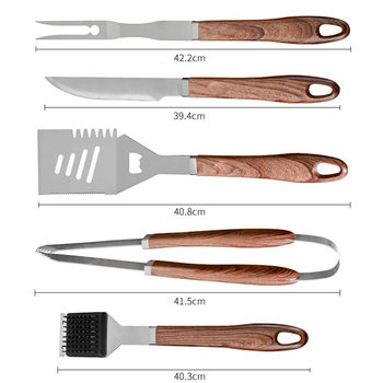 Amazon Direct Sales Stainless Steel 26-Piece Imitation Wood Grain Grill Set Large Outdoor Tool Barbecue Set Bbq