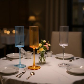 Pc Striped Cup Acrylic Plastic Colorful Ps Transparent Shatterproof Champagne Glass Cocktail Creative Vertical Stripe Tall Wine Glass