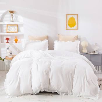 Vio US Amazon ebay Plain Sanding Thickened Ruffled Three-Piece Set European and American Bedding Wholesale