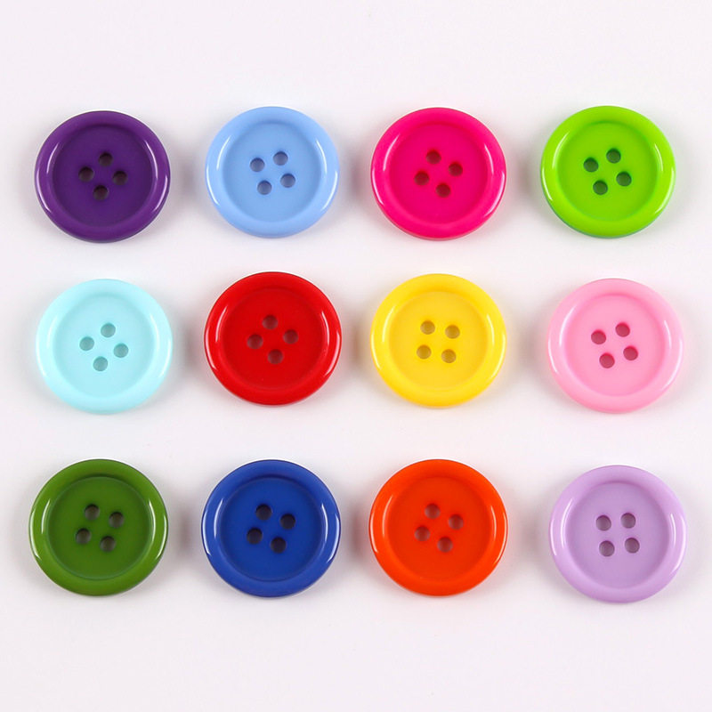 Wholesale Cross-border Candy-colored Buttons High Quality Thin Edge Resin Buttons Four-eye Buttons Colored Work Clothes Buttons