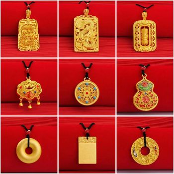 National Fashion sand gold pendant necklace Dragon brand Buddha brand yellow gold variety hand-woven TikTok little red book Same style wholesale