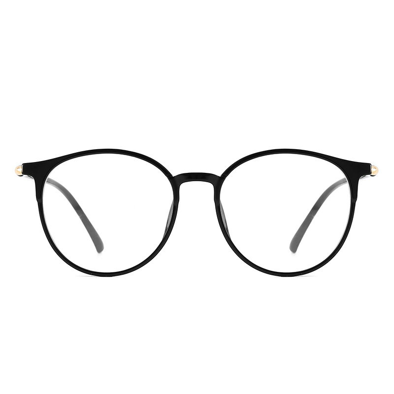 TR90 round large frame without makeup decoration white flat glasses frame light tea transparent color glasses frame myopia ultra light glasses frame