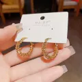 18 brown circle ear buckle (thick gold plating)