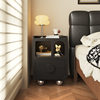 Cream Style Bedside Table Bedroom Mini Cute Ultra-Narrow Storage Bedside Table Small Household Solid Wood Storage Cabinet