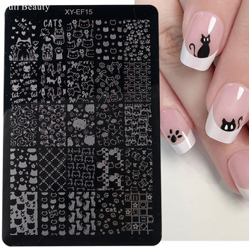 Cross-Border New Nail Art Tools Printed Steel Plate Cat Transfer French Plaid Leopard Print Nail Art Tools