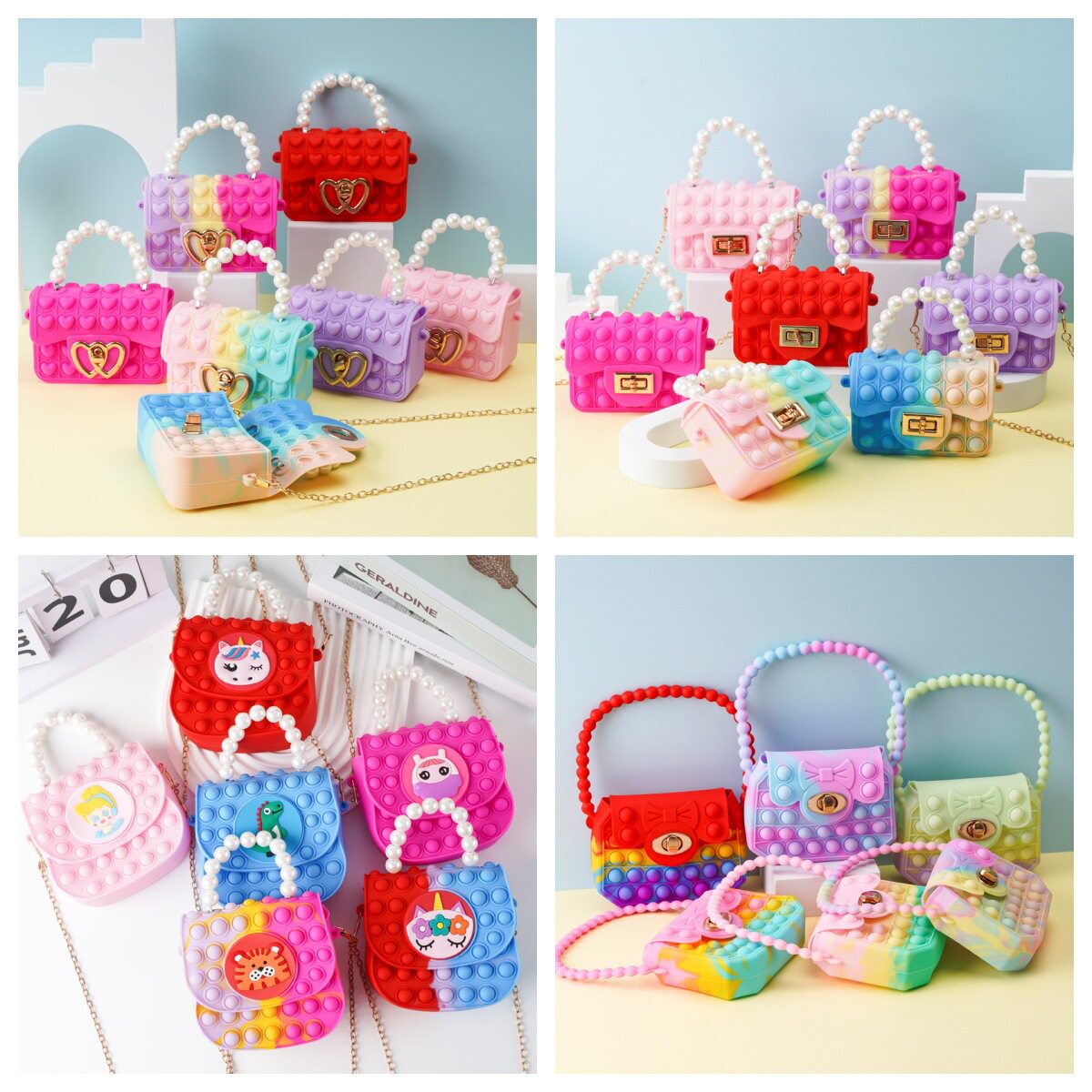 Rodent Exterminator Pioneer Shoulder Crossbody Bag Children's Love Bubble Pearl Handbag Silicone Shoulder Crossbody Bag Jelly Bag