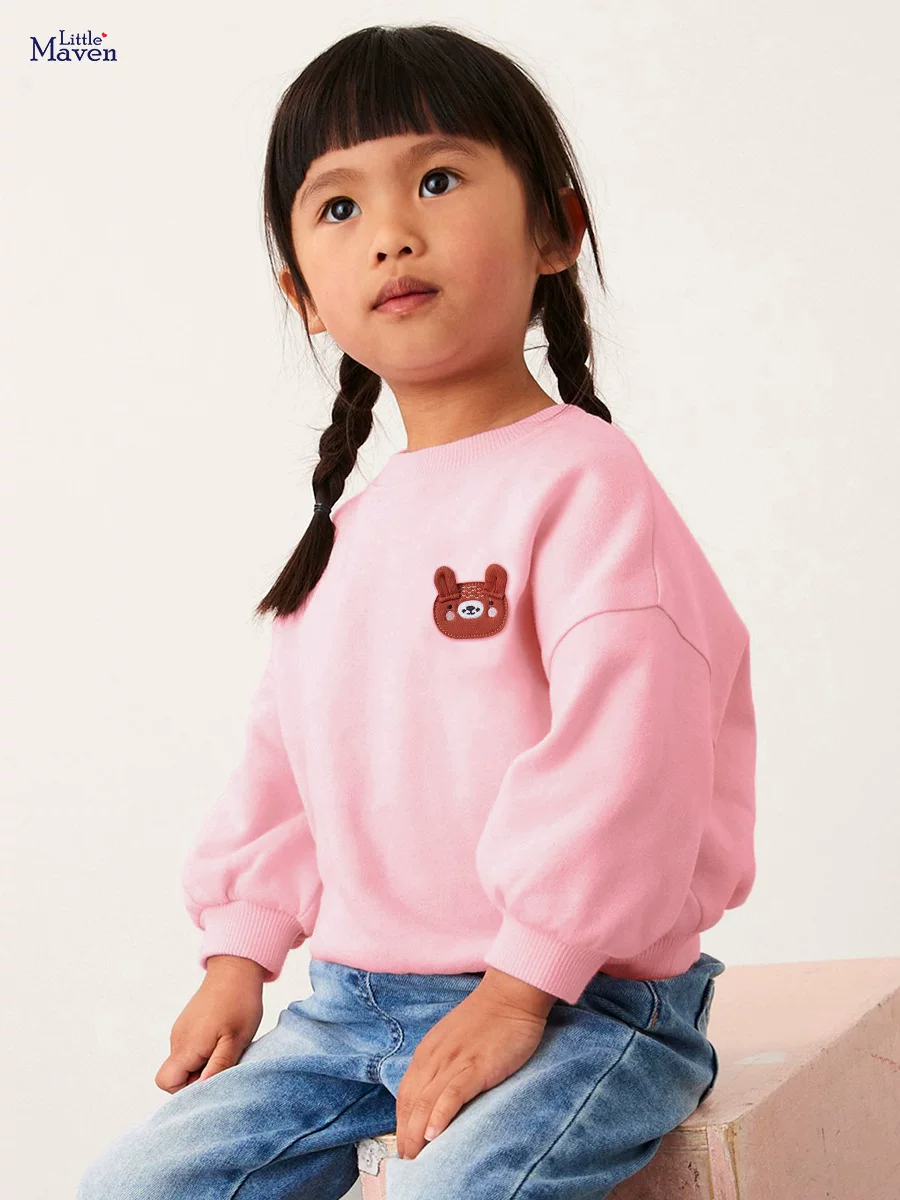 Girls' Fall & Winter Fleece-lined Hoodie, New Crewneck Pullover, Printed Kids' Clothing