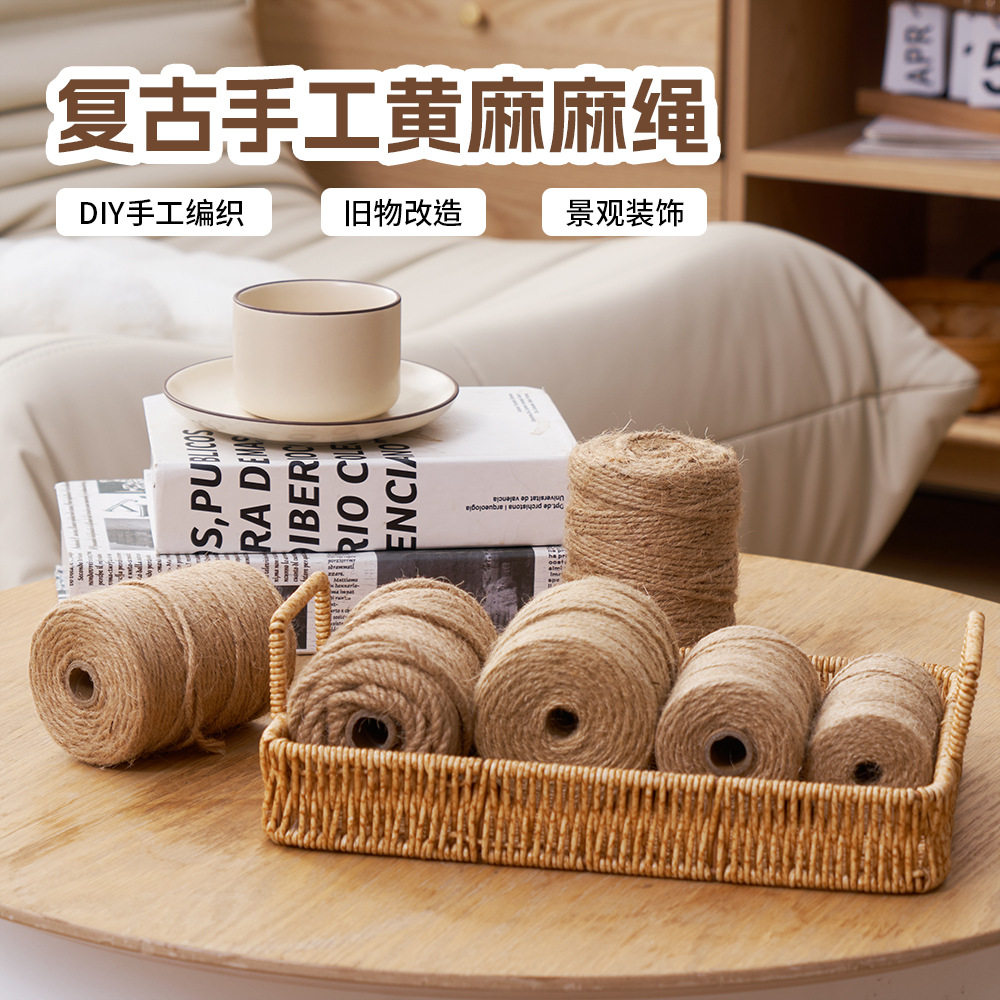 4 strands of hemp rope 3mm fine hemp rope 100 yards meter cylindrical packaging diy hemp rope twine 8mm Amazon cross-border hemp rope