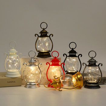 Christmas retro lantern LED string small oil lamp portable pony lantern atmosphere decoration wind lamp cross-border new products