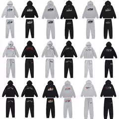 A generation of cross-border Trapstar tiger head letter towel embroidery fleece-lined hooded sweater long pants for men and women