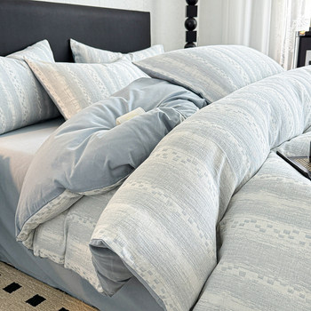 Light Luxury Cotton Brushed Bed Four-Piece Set, High-End Pure Cotton Double-Layer Yarn, High-End Bedding, Quilt Cover, Bed Bed Sheets Three-Piece Set