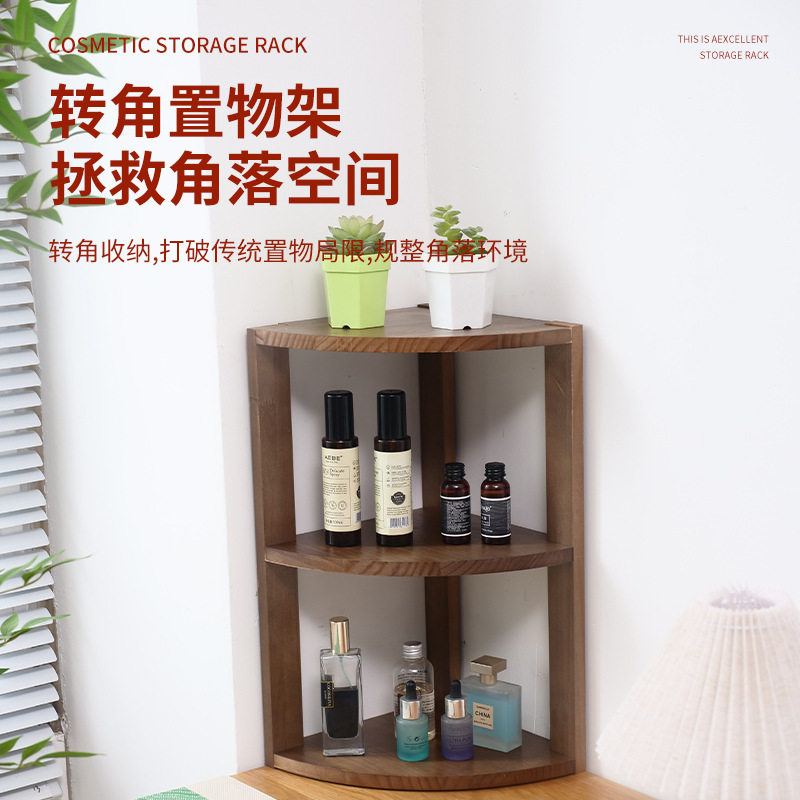 Solid Wood Corner Storage Rack for Home Use, Desktop Decorative Display Shelf, Bookend Storage Rack