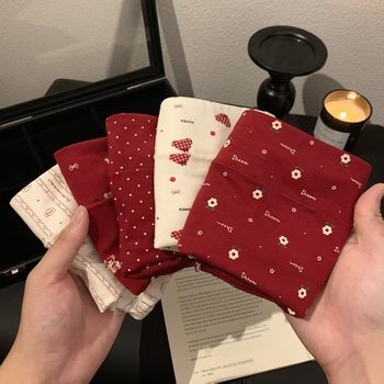 New Year's Big Red Underwear for Women Mid-Waist Boxer Seamless Pure Cotton Large Size Comfortable Skin-Friendly Soft Cotton Underwear for Women