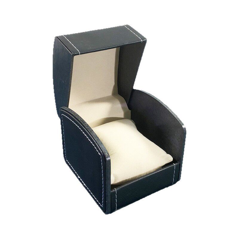 Factory Direct Sales Pu Leather Watch Box Curved Flip Watch Box European Leather Watch Jewelry Gift Storage E18