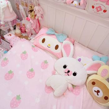 Strawberry Dessert Pink Blanket Cute Dormitory Air Conditioning Blanket Office Leg Cover Blanket Girly Heart Shawl Small Blanket