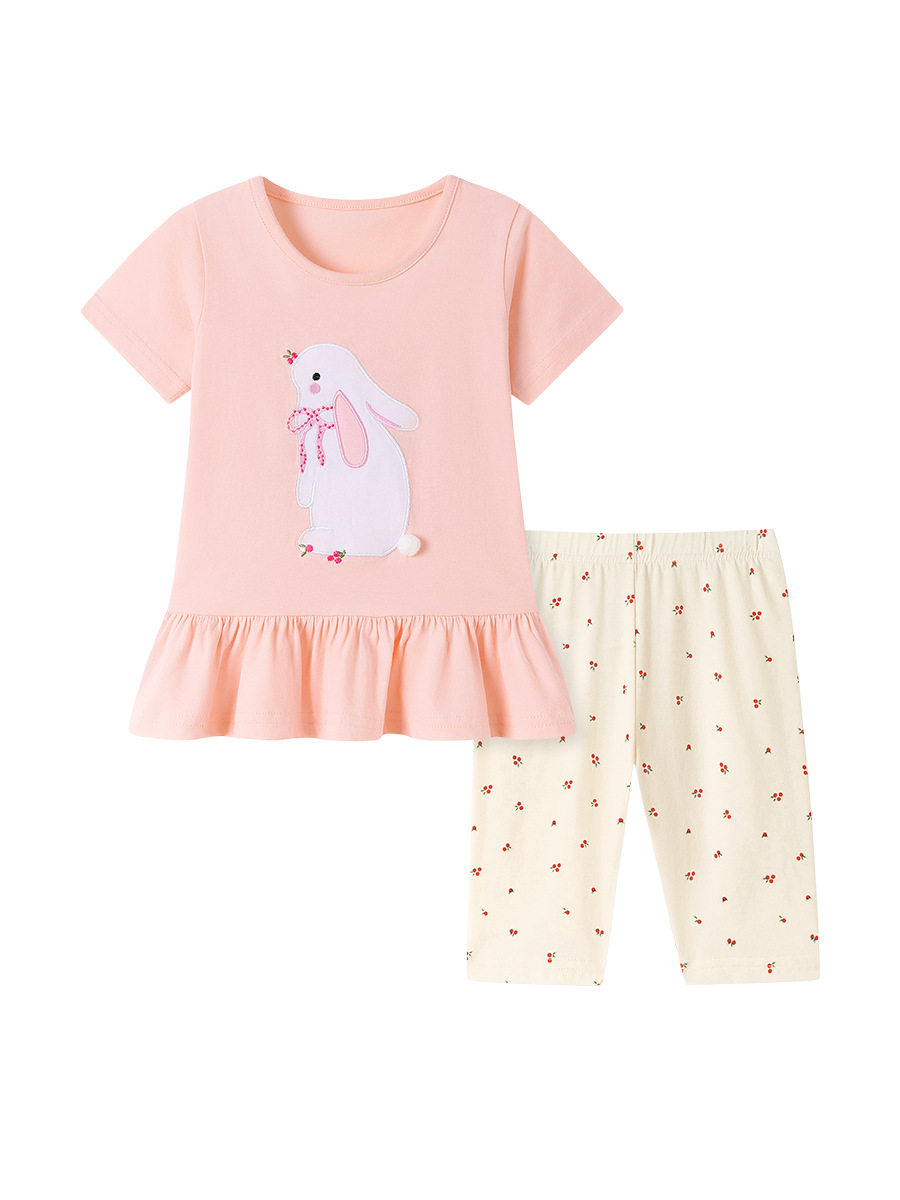 Girls' Set Wholesale, [Style] Cartoon Kids' Outfit, Cute Rabbit Children's Clothing