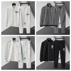 Light Luxury Autumn Niche Men's Casual Long-Sleeved Sports Suit, Trendy and Comfortable Splicing, High-End and Versatile Two-Piece Set