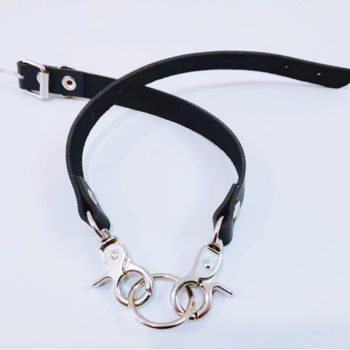 Fashionable and Simple Pu Leather Chain Collar Fashionable Belt Buckle Necklace Punk Harajuku Sexy Ring Necklace Necklace