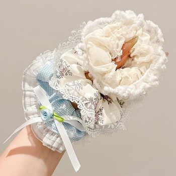 Fresh and Simple Lace Bow Floral Hair Tie 2025 New Elastic Hair Accessory Bun Hair Rope Hair Ornament