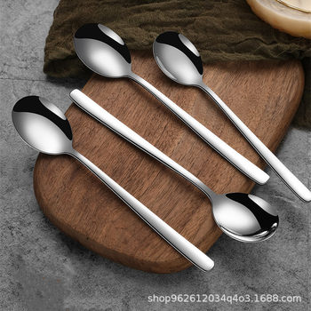 304 Stainless Steel Spoon Wholesale Japanese Dessert Spoon Commercial Household Spoon Coffee Spoon Korean Spoon High Color Value Ice Spoon