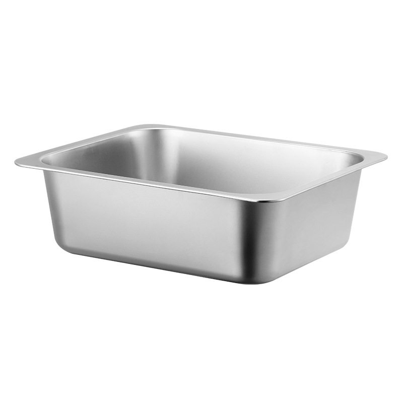 Stainless Steel New Chinese Portion Basin Square Basin Plate Preservation Box Fast Food Restaurant Malatang Jam Food Milk Tea Canteen