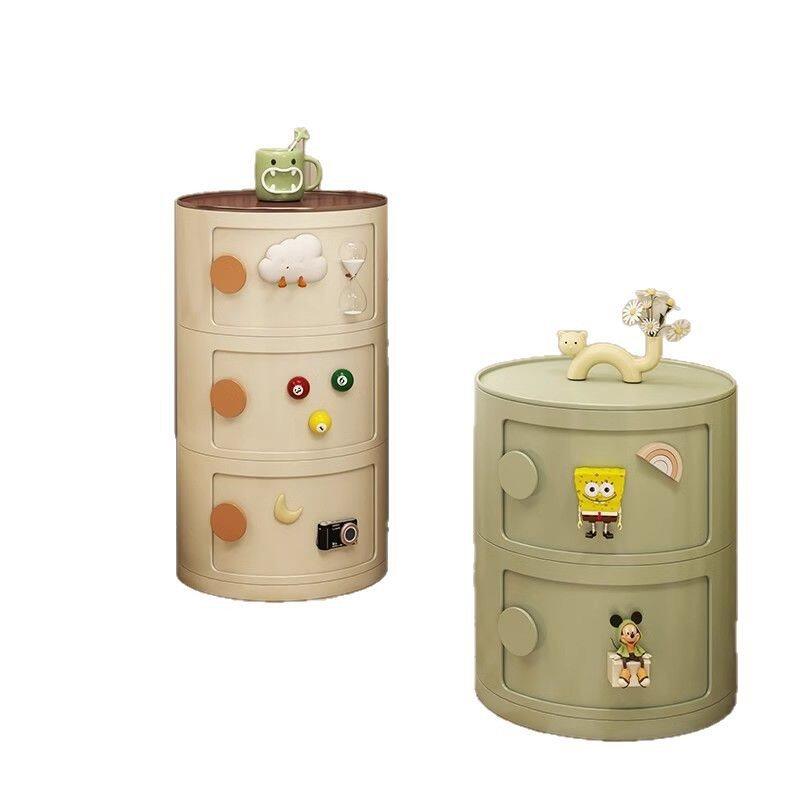 Multi-Layer Bedroom Storage Cabinet Small Narrow Storage Cabinet Ultra-Narrow Bedside Table Sofa Side Cabinet Cylindrical Bedside Table Living Room