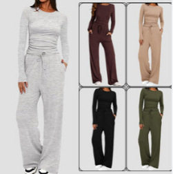 Cross-Border European and American Foreign Trade 2025 Autumn and Winter Women's Suits New Long-Sleeved Solid Color Popular Casual Suits