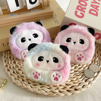 Cross-border cartoon gradient color panda coin purse children's coin storage bag card bag plush wallet men and women bag gift