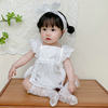 Female Baby's Summer Wrap Fart Clothes New Summer Clothes Princess Har Clothes Triangle Climbing Suit Sling Outfit White Lolita